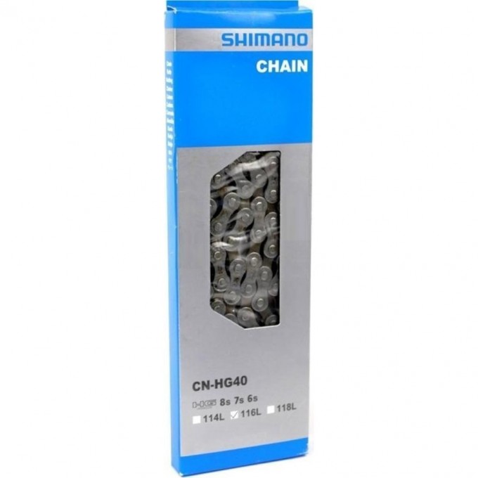 Цепь SHIMANO HG40, 6/7/8скоростей 115 звеньев, (20шт) ECNHG40115S Цепь SHIMANO HG40, 6/7/8скоростей 115 звеньев, (20шт) ECNHG40115S