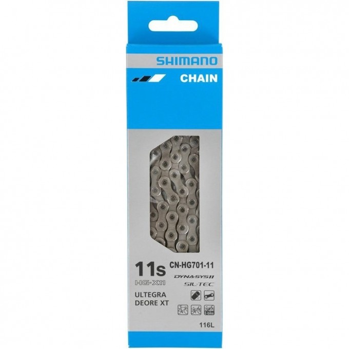 Цепь SHIMANO HG701, 11скоростей, 116 звеньев, ампульный пин (1 шт), ROAD/MTB/E-BIKE совместимость ICNHG70111116 Цепь SHIMANO HG701, 11скоростей, 116 звеньев, ампульный пин (1 шт), ROAD/MTB/E-BIKE совместимость ICNHG70111116
