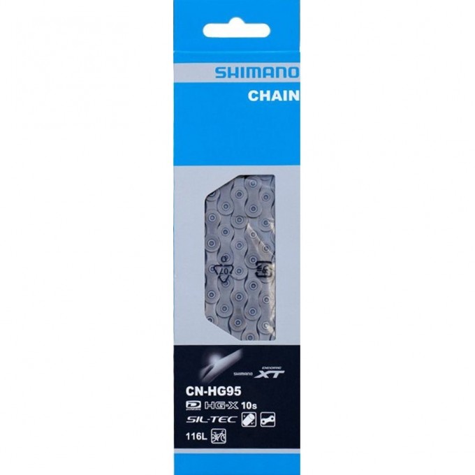 Цепь SHIMANO XT, HG95, 10 скоростей, 116 звеньев, ампульный пин (1 шт) ICNHG95116I Цепь SHIMANO XT, HG95, 10 скоростей, 116 звеньев, ампульный пин (1 шт) ICNHG95116I